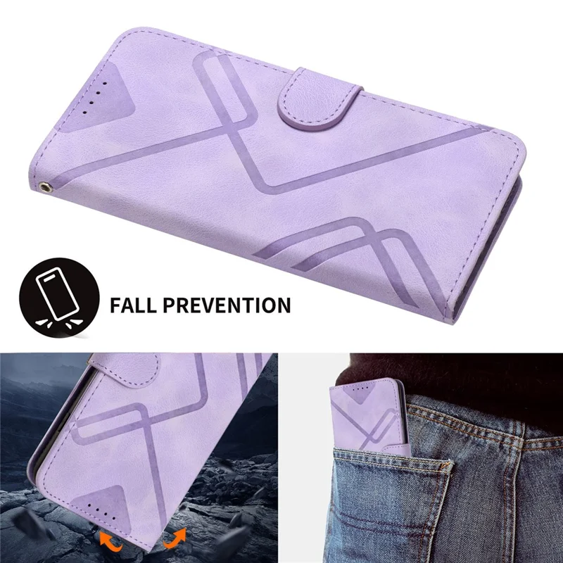 YX0040 Funda para Samsung Galaxy S24+ Imprinted Leather Stand Phone Cover - Púrpura claro