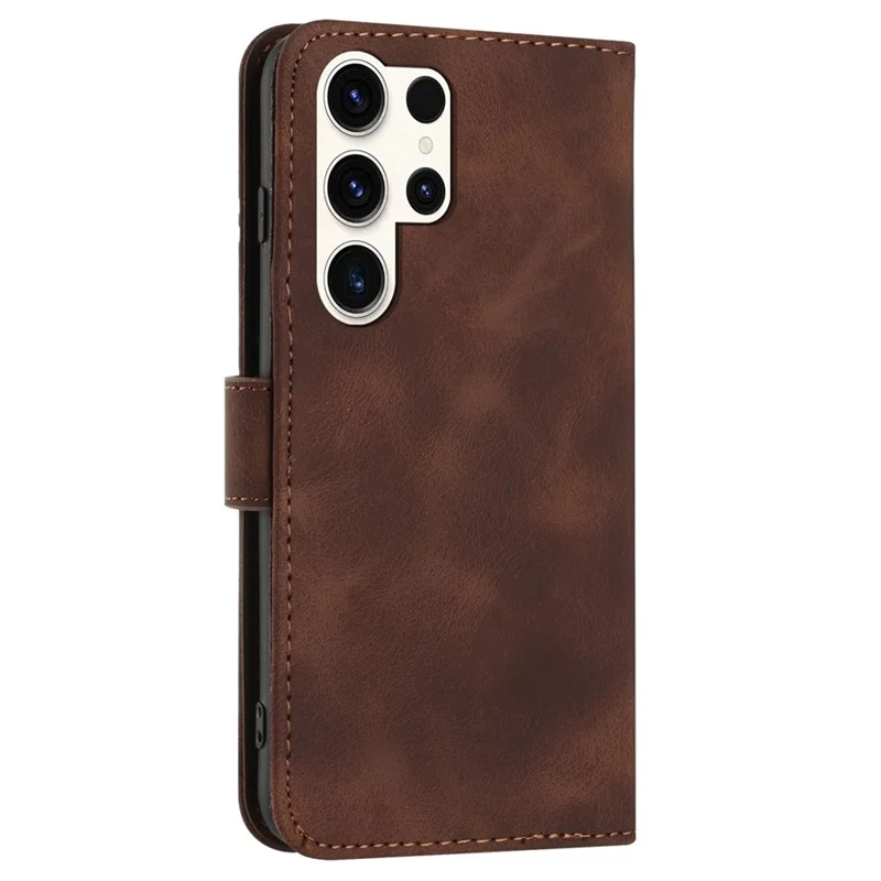 YX0040 For Samsung Galaxy S24 Ultra Case Geometric Pattern Imprinted Wallet Cover - Coffee