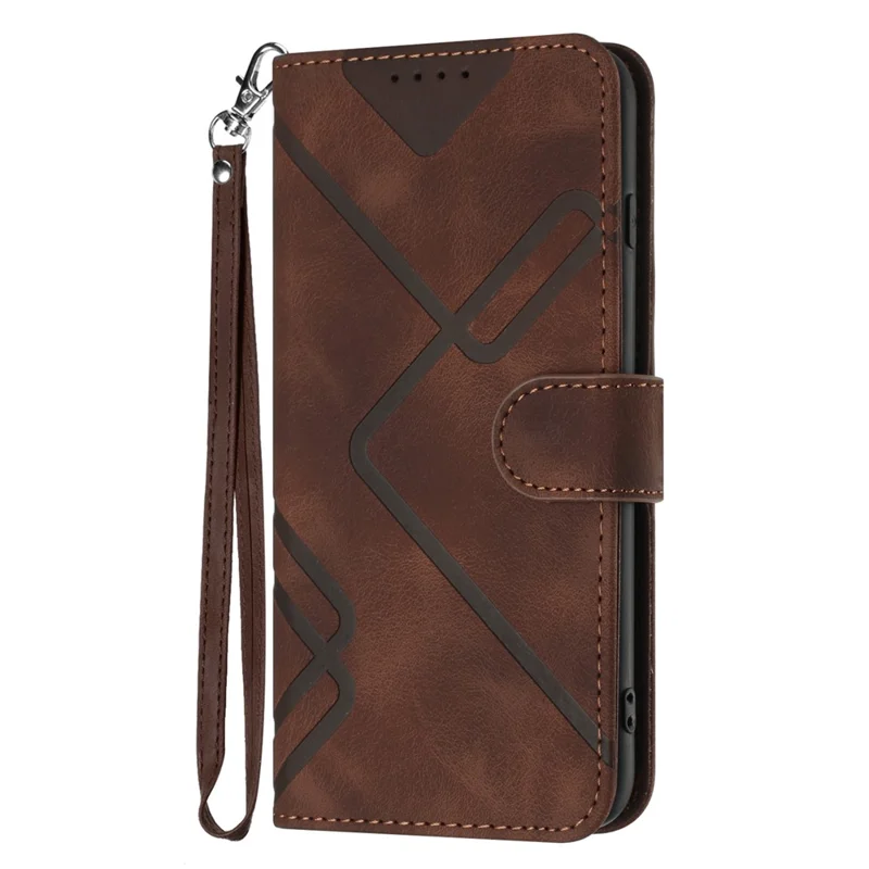 YX0040 For Samsung Galaxy S24 Ultra Case Geometric Pattern Imprinted Wallet Cover - Coffee