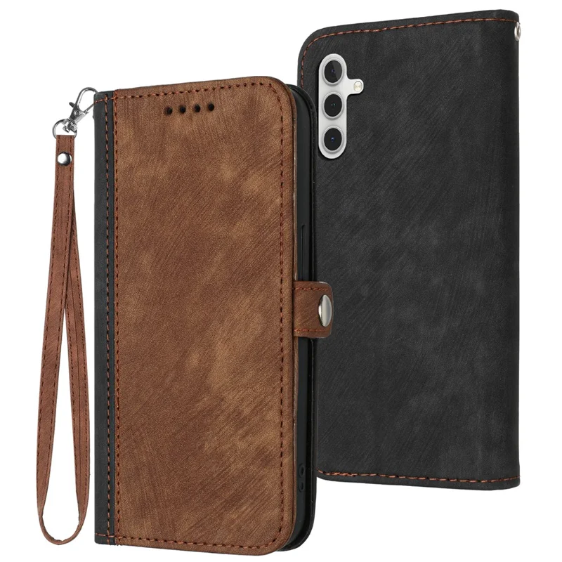 YX0020 For Samsung Galaxy A05s 4G Leather Case Stand Wallet Phone Cover - Coffee