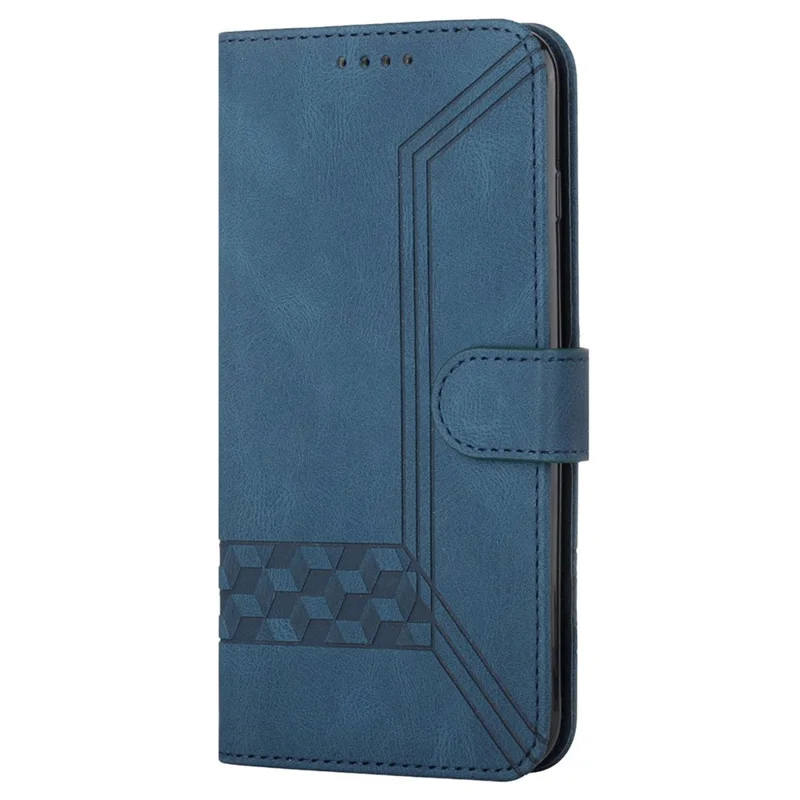 For Samsung Galaxy S24+ Phone Case with Strap Imprint PU Leather Wallet Stand Cover - Sapphire