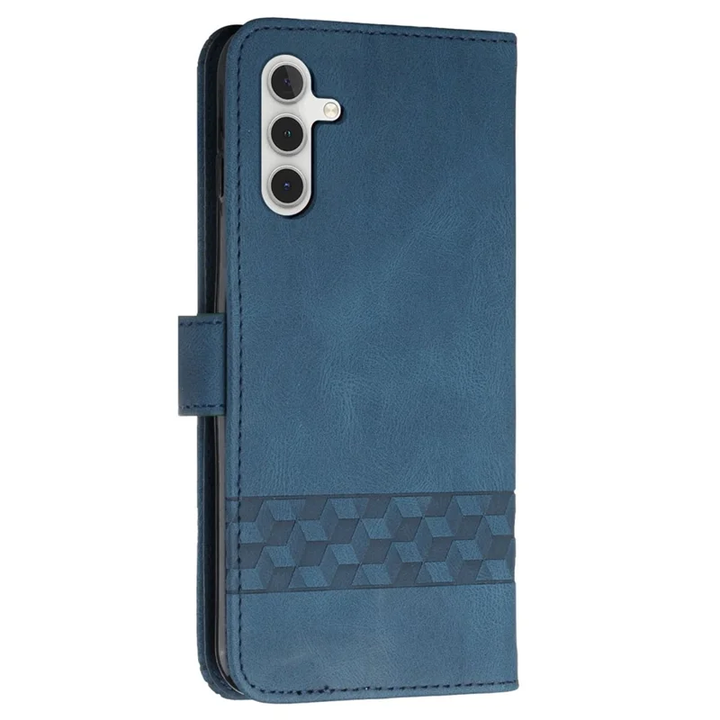 For Samsung Galaxy S24+ Phone Case with Strap Imprint PU Leather Wallet Stand Cover - Sapphire