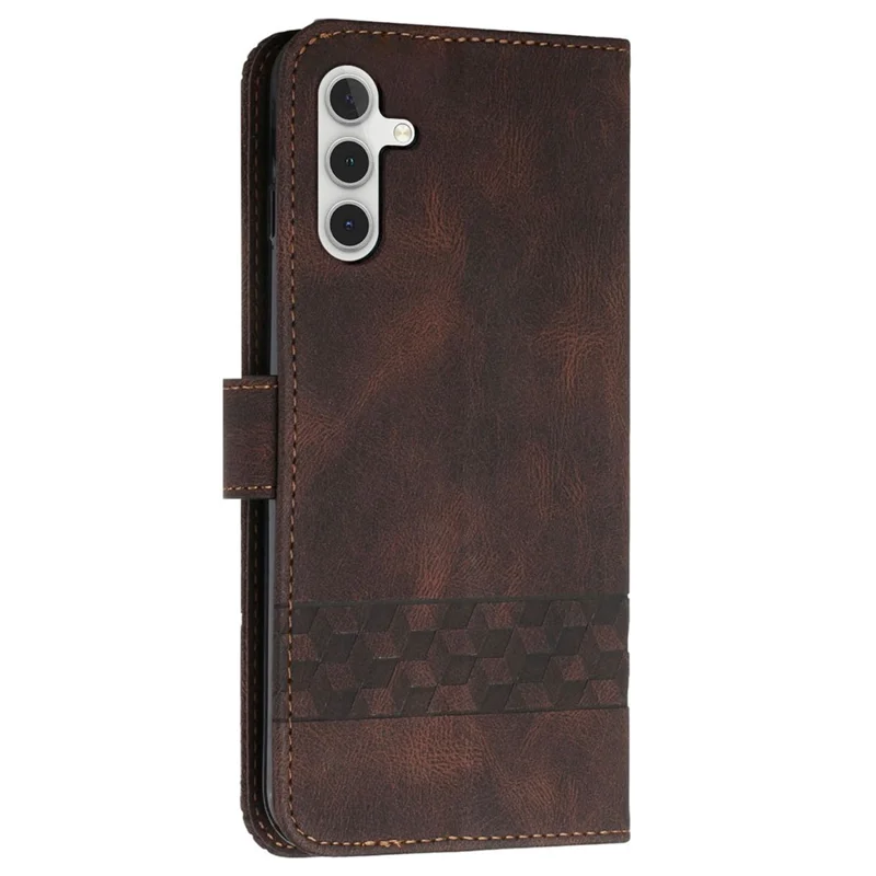 For Samsung Galaxy A05s 4G Phone Case with Strap Imprint PU Leather Wallet Stand Cover - Coffee