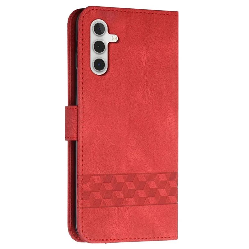 For Samsung Galaxy A05s 4G Phone Case with Strap Imprint PU Leather Wallet Stand Cover - Red