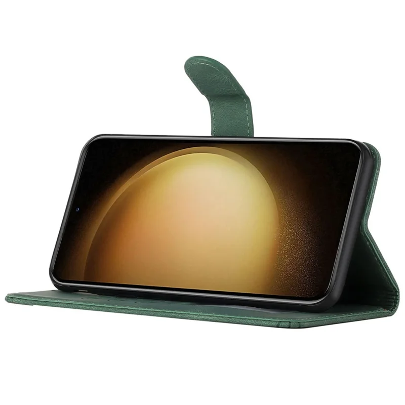 For Samsung Galaxy A05 4G Phone Case with Strap Imprint PU Leather Wallet Stand Cover - Blackish Green