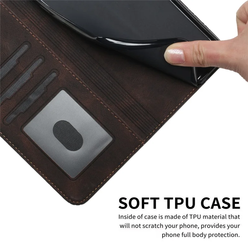 For Samsung Galaxy A05 4G Phone Case with Strap Imprint PU Leather Wallet Stand Cover - Coffee