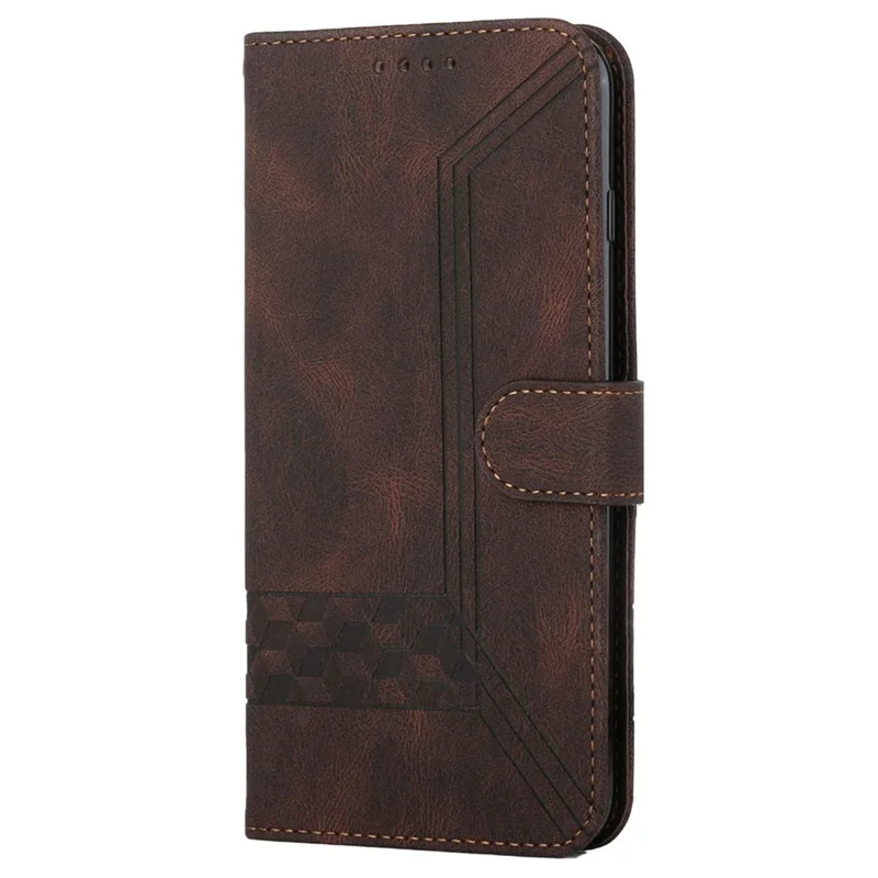 For Samsung Galaxy A05 4G Phone Case with Strap Imprint PU Leather Wallet Stand Cover - Coffee