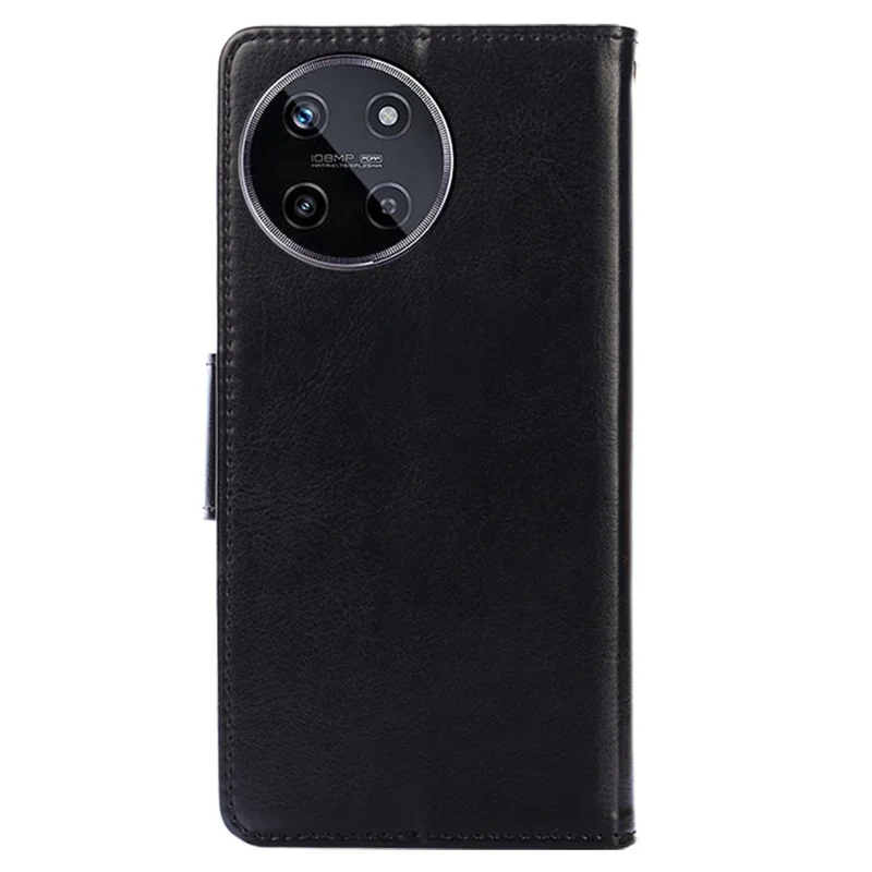 For Realme 11 4G (159.9x73.3x7.95mm) Leather Case Magnetic Clasp Phone Wallet Cover - Black