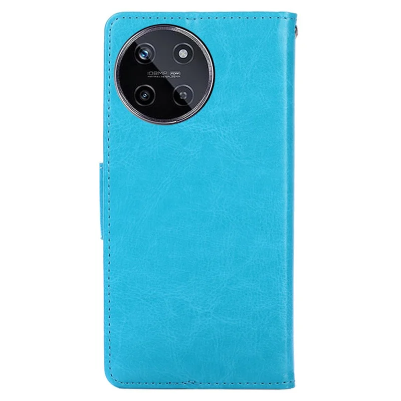 For Realme 11 4G (159.9x73.3x7.95mm) Leather Case Magnetic Clasp Phone Wallet Cover - Baby Blue