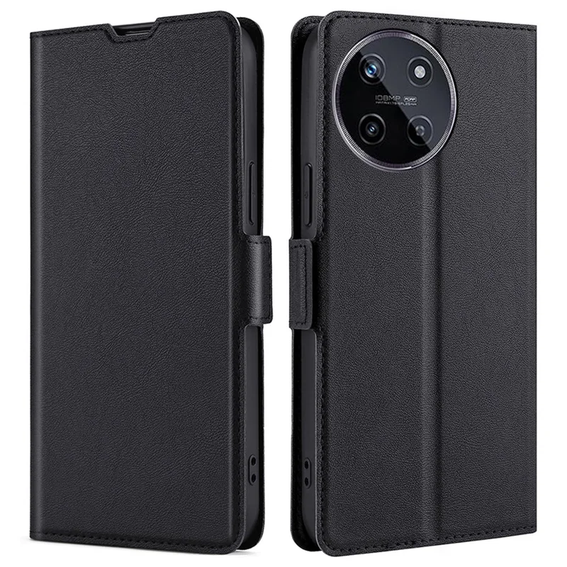 For Realme 11 4G (159.9x73.3x7.95mm) Case Stand Leather Phone Cover with Card Slot - Black