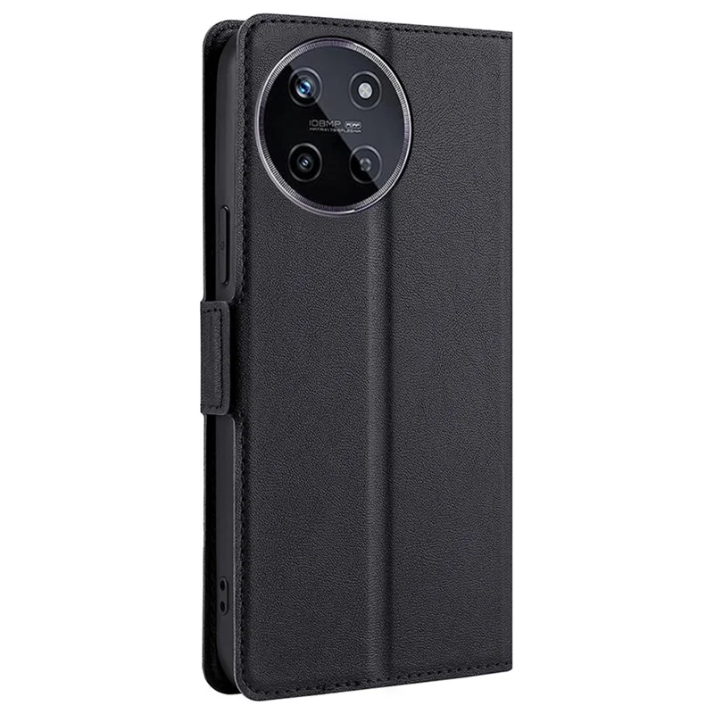 For Realme 11 4G (159.9x73.3x7.95mm) Case Stand Leather Phone Cover with Card Slot - Black