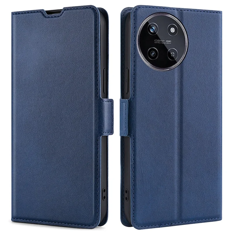 For Realme 11 4G (159.9x73.3x7.95mm) Case Stand Leather Phone Cover with Card Slot - Blue