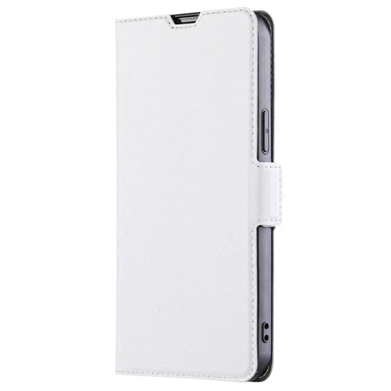 For Realme 11 4G (159.9x73.3x7.95mm) Case Stand Leather Phone Cover with Card Slot - White