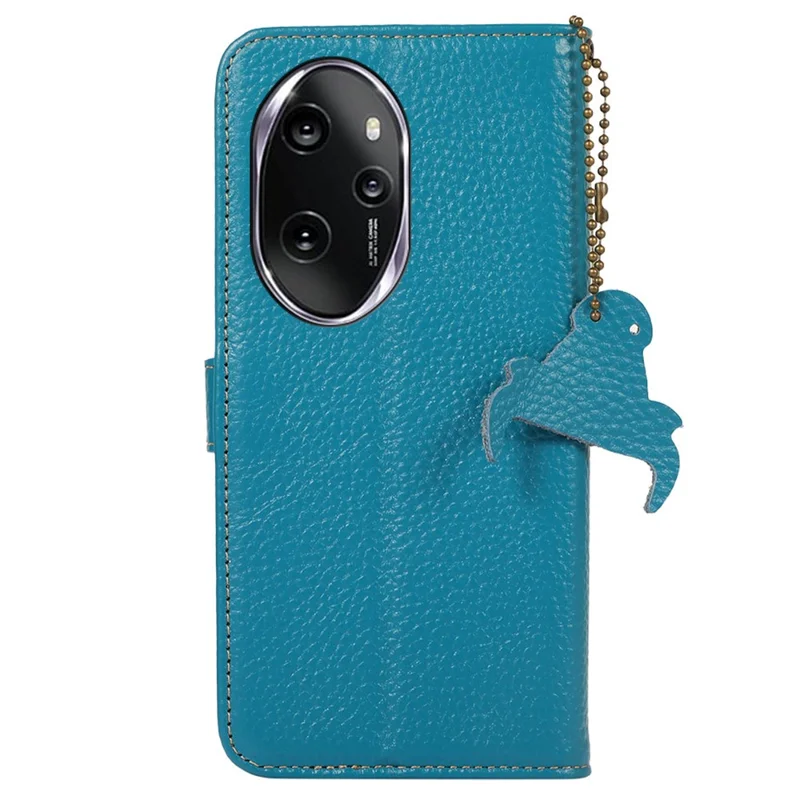 Per il caso Honor 100 Pro 5G Vera pelle di mucca Cover con portafoglio RFID Blocking - Blu