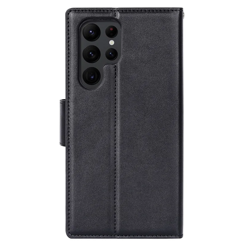 HANMAN Mill Series for Samsung Galaxy S24 Ultra Dustproof Cell Phone Case PU Leather Cover Wallet - Black