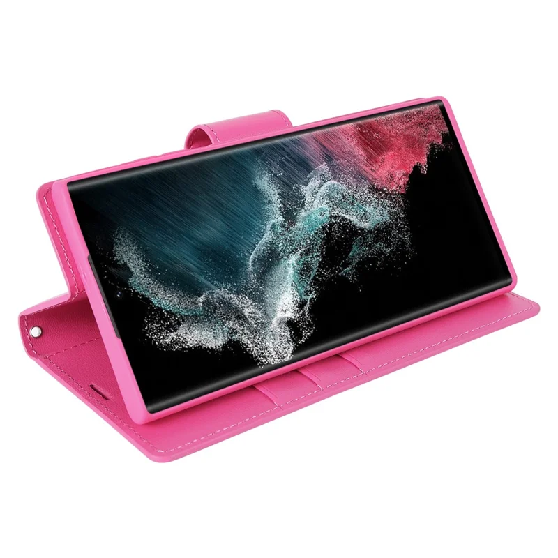 HANMAN Mill Series for Samsung Galaxy S24 Ultra Dustproof Cell Phone Case PU Leather Cover Wallet - Rose