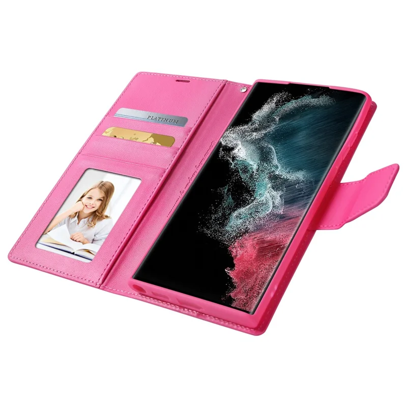 HANMAN Mill Series for Samsung Galaxy S24 Ultra Dustproof Cell Phone Case PU Leather Cover Wallet - Rose