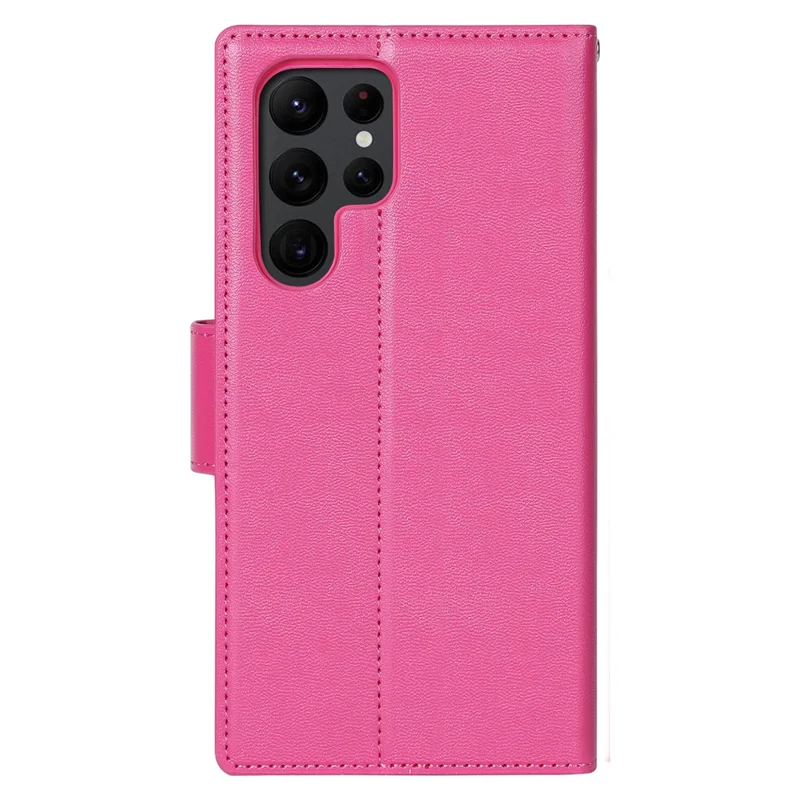 HANMAN Mill Series for Samsung Galaxy S24 Ultra Dustproof Cell Phone Case PU Leather Cover Wallet - Rose