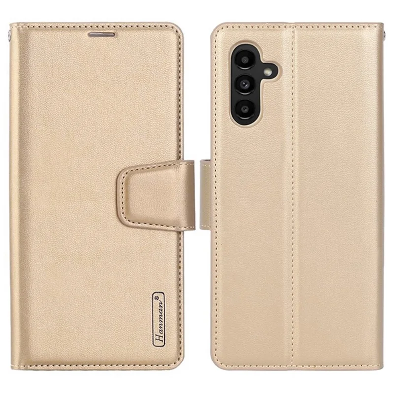 HANMAN Mill-serie til Samsung Galaxy A25 5G (Global) (161,0 x 76,5 x 8,3 mm) Flip-taske med tegnebog i PU-læder - Guld