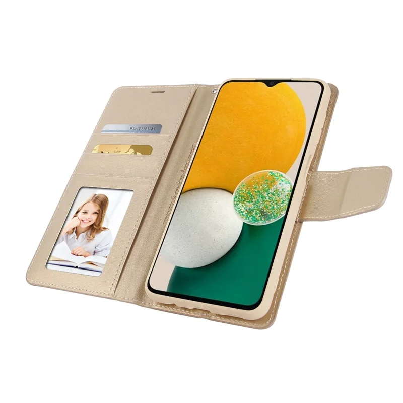 HANMAN Mill-serie til Samsung Galaxy A25 5G (Global) (161,0 x 76,5 x 8,3 mm) Flip-taske med tegnebog i PU-læder - Guld