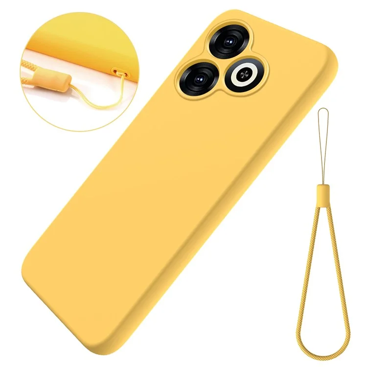 Para Infinix Smart 8 4G Silicona Funda Suave Forro Teléfono Portada Trasera con Correa - Amarilla