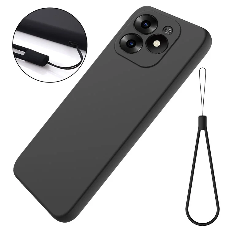 Für Infinix Hot 40i Silikonhülle Soft Phone Protective Case mit Riemen - Schwarz