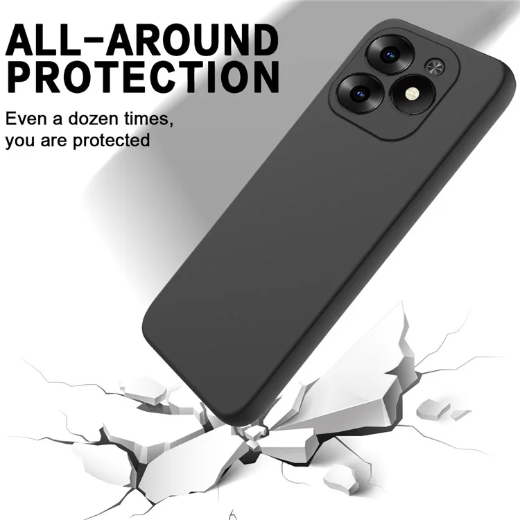 For Transsion Infinix Hot 40i Silicone Case Cover Soft Phone Protective Case with a Strap - Black