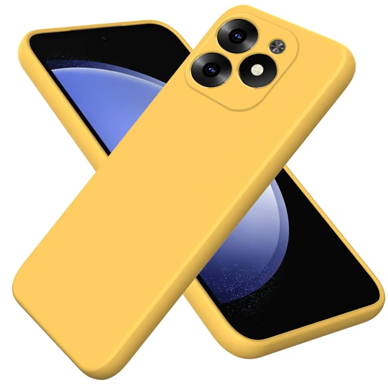 For Infinix Hot 40i Silicone Case Cover Soft Phone Protective Case with A Strap - Yellow
