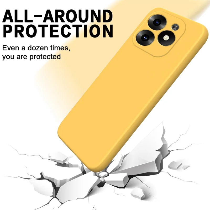 For Infinix Hot 40i Silicone Case Cover Soft Phone Protective Case with A Strap - Yellow