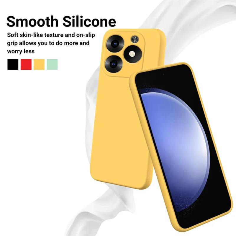For Infinix Hot 40i Silicone Case Cover Soft Phone Protective Case with A Strap - Yellow