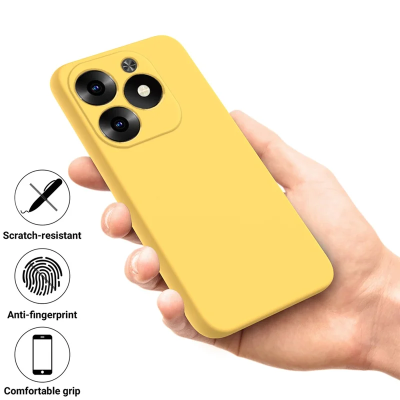 For Infinix Hot 40i Silicone Case Cover Soft Phone Protective Case with A Strap - Yellow
