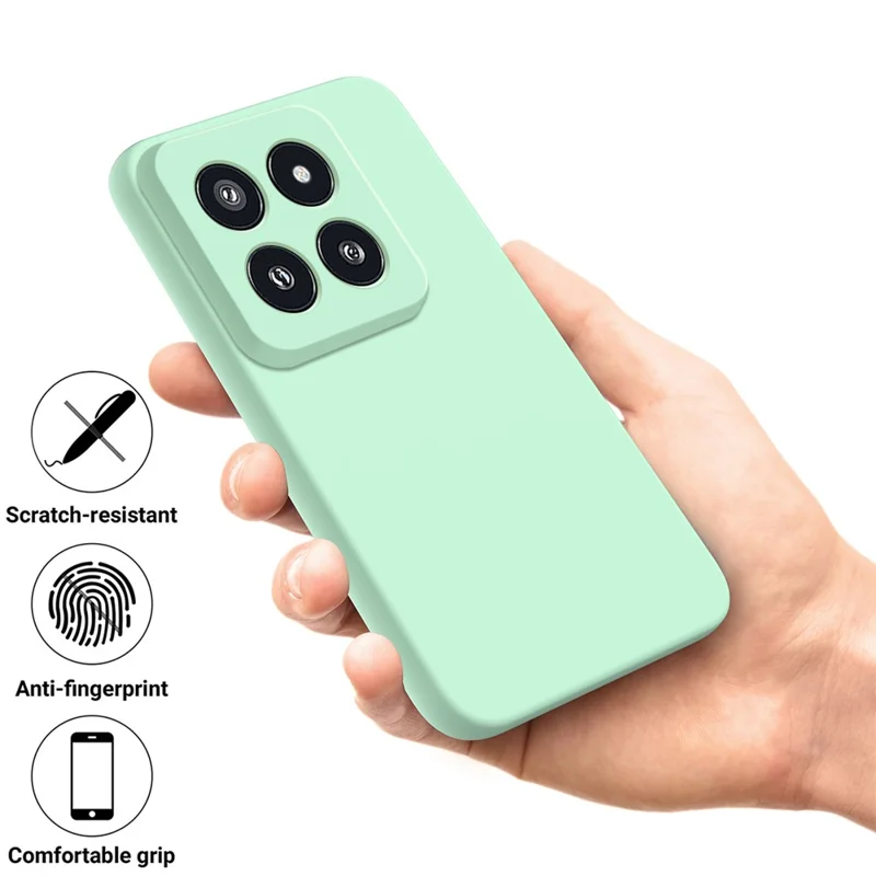 For Xiaomi 14 Pro Silicone Case Shockproof Phone Back Cover with Wrist Strap - Green