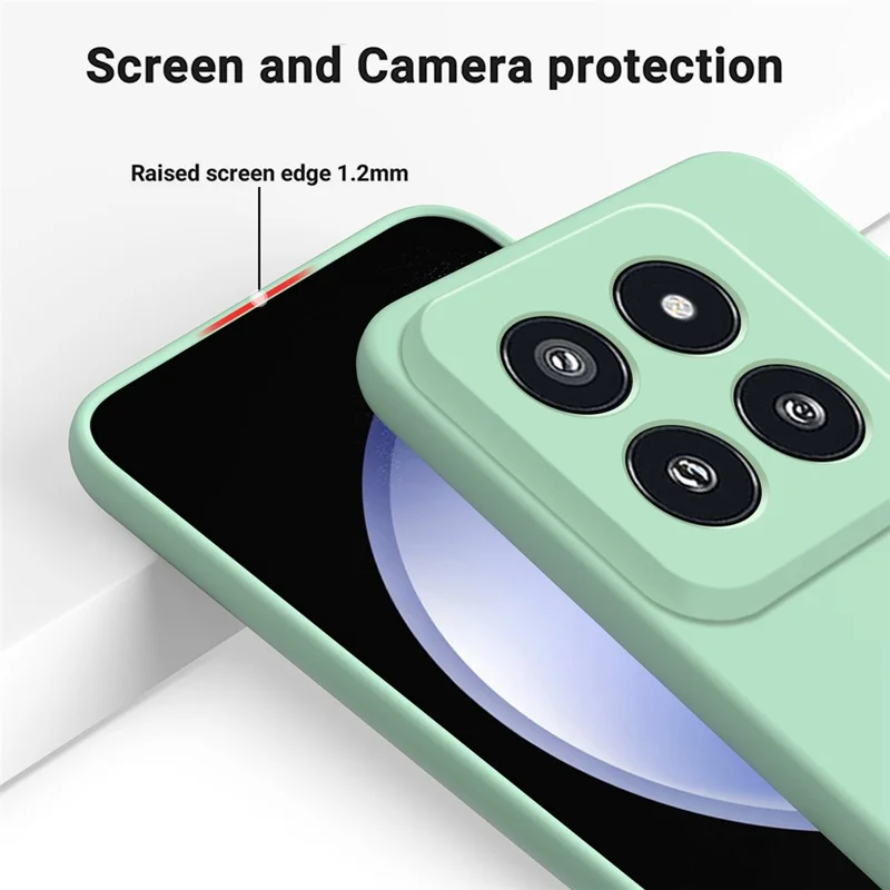 For Xiaomi 14 Pro Silicone Case Shockproof Phone Back Cover with Wrist Strap - Green