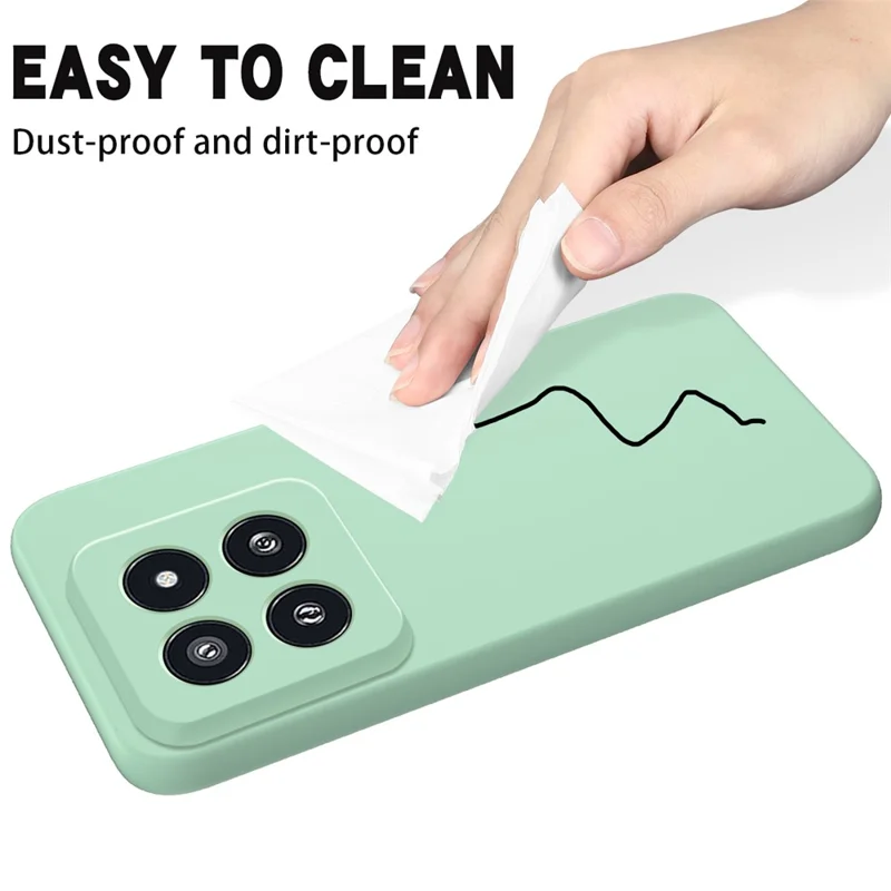 For Xiaomi 14 Pro Silicone Case Shockproof Phone Back Cover with Wrist Strap - Green