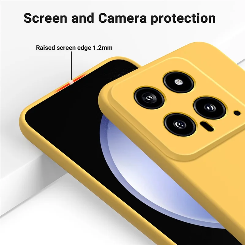 For Xiaomi 14 Silicone Case with a Strap Mobile Phone Back Cover Protector - Yellow