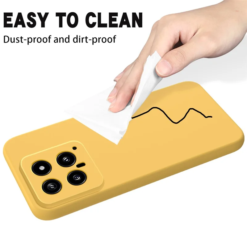 For Xiaomi 14 Silicone Case with a Strap Mobile Phone Back Cover Protector - Yellow