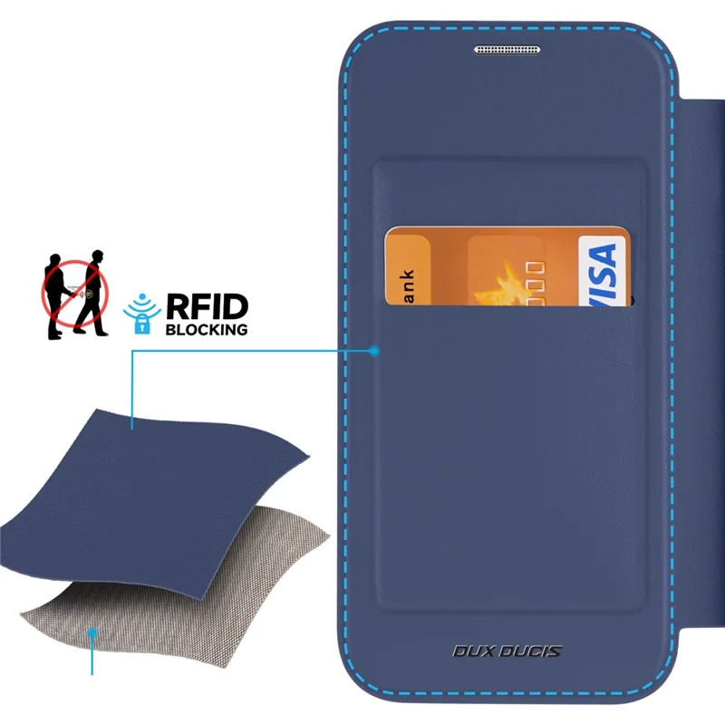 For Samsung Galaxy S24 Leather Case DUX DUCIS Skin X Pro Series Flip Cover Magnetic Case - Blue