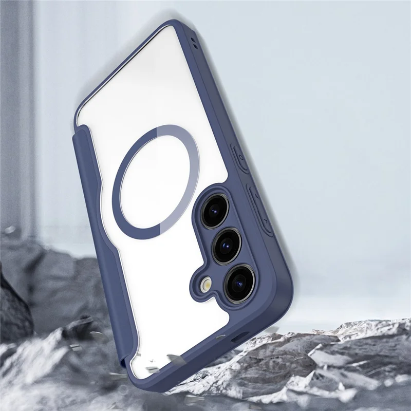 For Samsung Galaxy S24 Leather Case DUX DUCIS Skin X Pro Series Flip Cover Magnetic Case - Blue