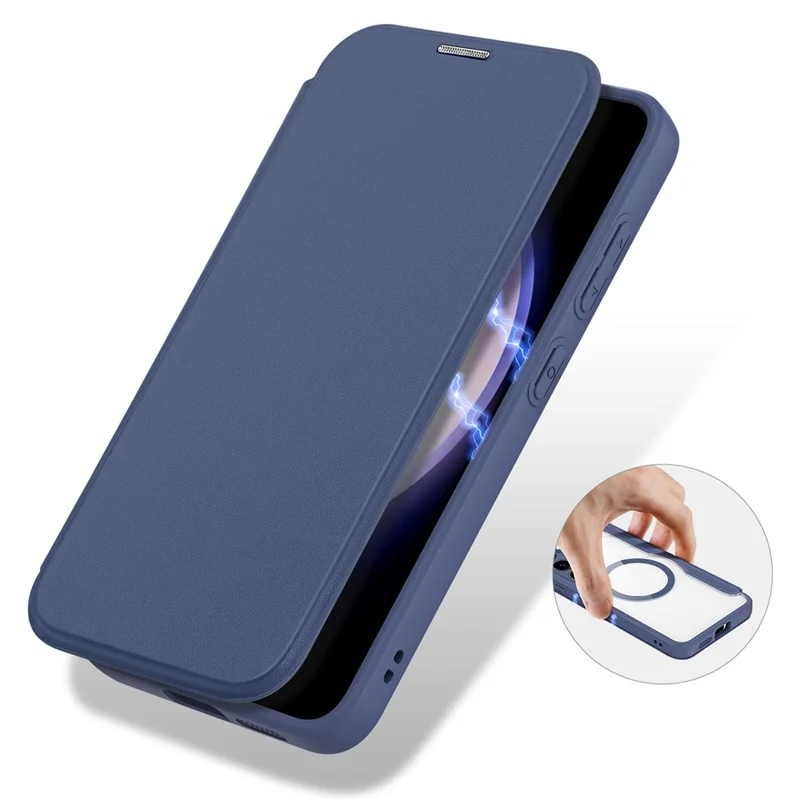 For Samsung Galaxy S24 Leather Case DUX DUCIS Skin X Pro Series Flip Cover Magnetic Case - Blue