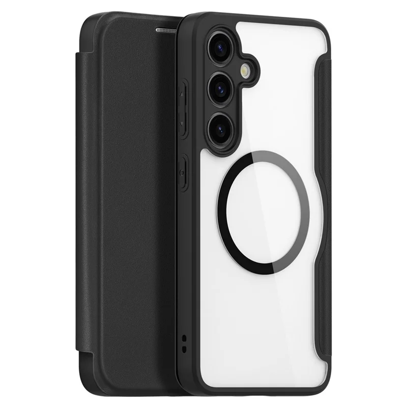 For Samsung Galaxy S24+ Leather Case DUX DUCIS Skin X Pro Series Flip Cover Compatible with MagSafe - Black