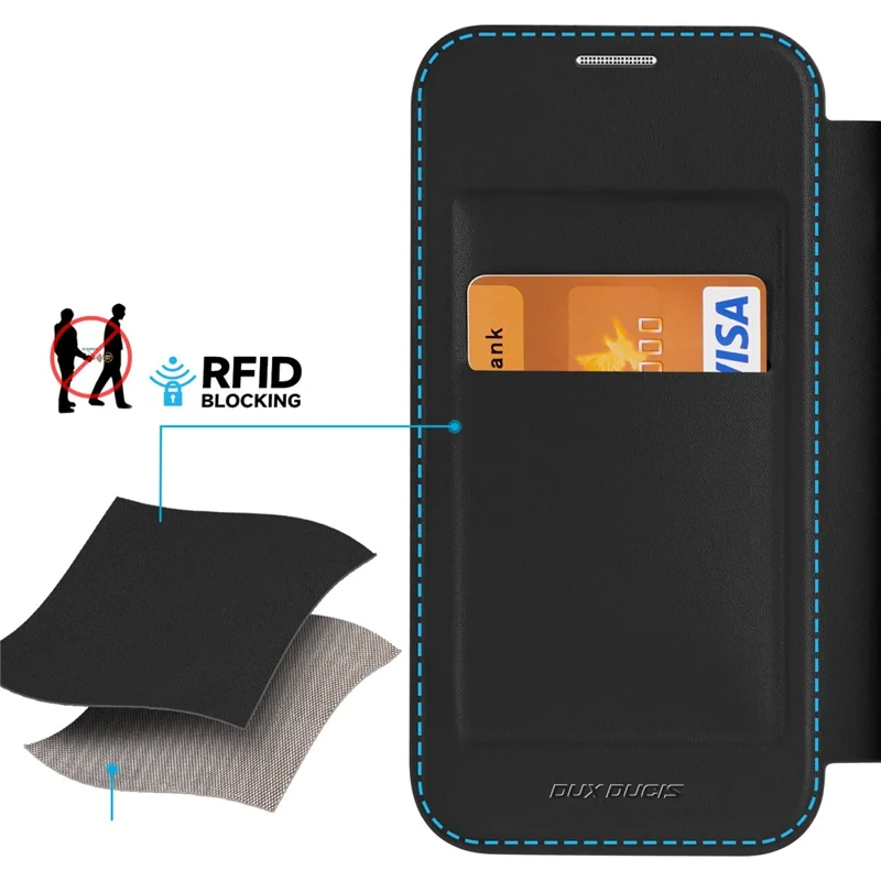 For Samsung Galaxy S24+ Leather Case DUX DUCIS Skin X Pro Series Flip Cover Compatible with MagSafe - Black