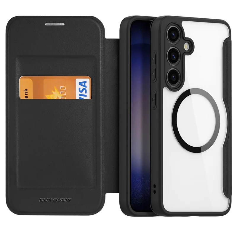 For Samsung Galaxy S24+ Leather Case DUX DUCIS Skin X Pro Series Flip Cover Compatible with MagSafe - Black