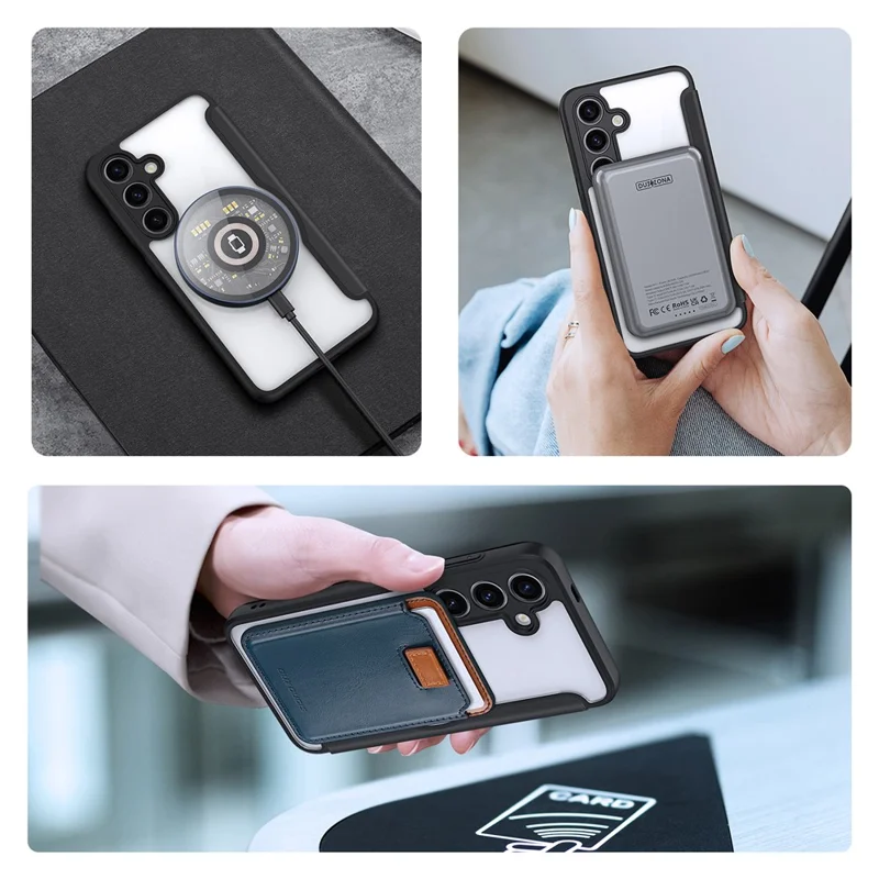 For Samsung Galaxy S24+ Leather Case DUX DUCIS Skin X Pro Series Flip Cover Compatible with MagSafe - Black