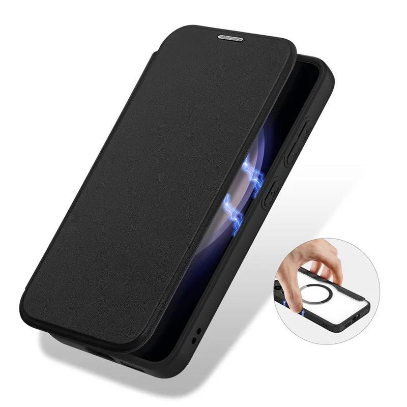 For Samsung Galaxy S24+ Leather Case DUX DUCIS Skin X Pro Series Flip Cover Compatible with MagSafe - Black