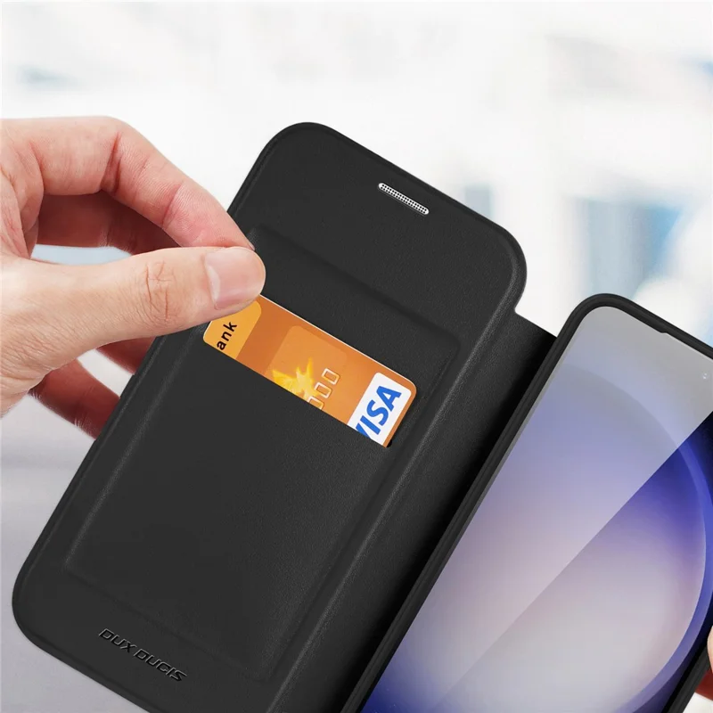 For Samsung Galaxy S24+ Leather Case DUX DUCIS Skin X Pro Series Flip Cover Compatible with MagSafe - Black