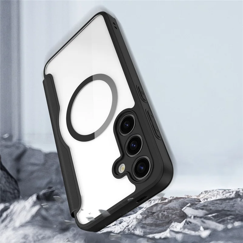 For Samsung Galaxy S24+ Leather Case DUX DUCIS Skin X Pro Series Flip Cover Compatible with MagSafe - Black