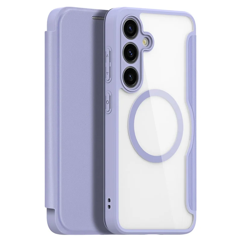 For Samsung Galaxy S24+ Leather Case DUX DUCIS Skin X Pro Series Flip Cover Compatible with MagSafe - Purple