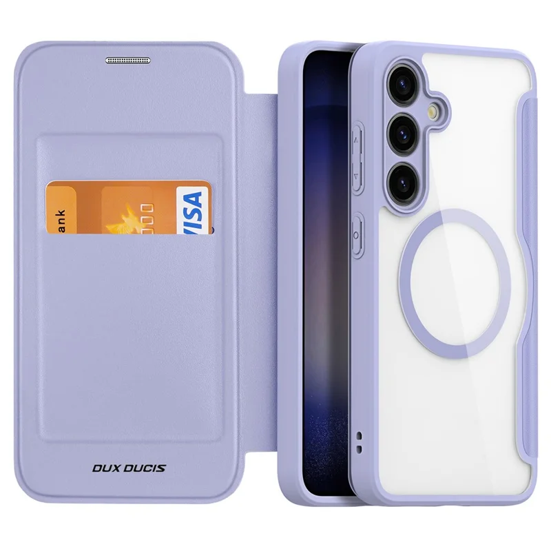 For Samsung Galaxy S24+ Leather Case DUX DUCIS Skin X Pro Series Flip Cover Compatible with MagSafe - Purple