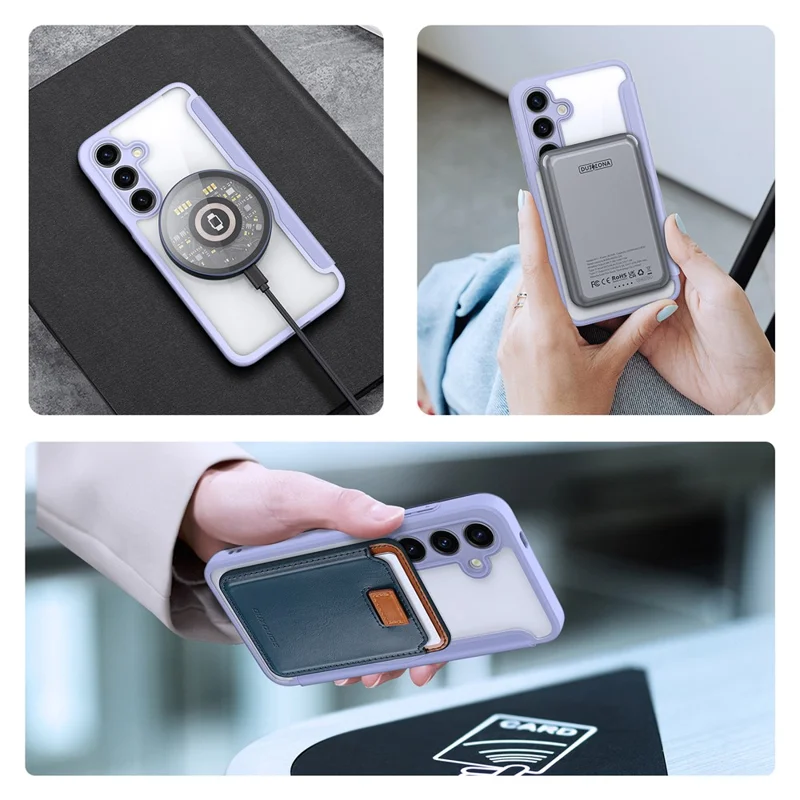 For Samsung Galaxy S24+ Leather Case DUX DUCIS Skin X Pro Series Flip Cover Compatible with MagSafe - Purple
