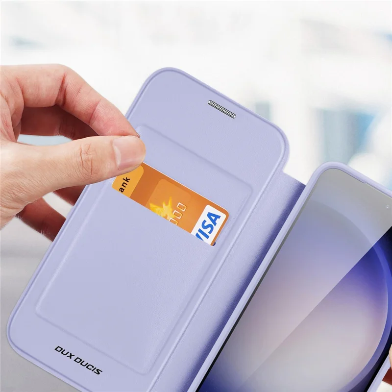 For Samsung Galaxy S24+ Leather Case DUX DUCIS Skin X Pro Series Flip Cover Compatible with MagSafe - Purple